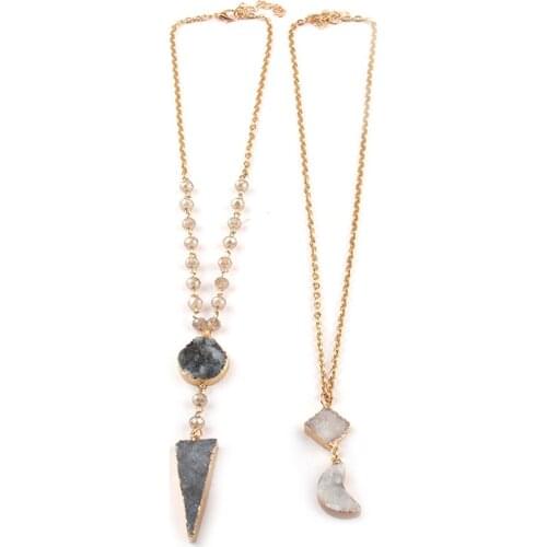 Free Shipping Fashion Druzy Link Pendant Necklaces
