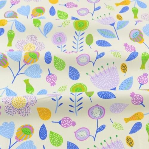 Booksew Blue Printed Flower Fabric Dye Tecido Bedding Twill Cloth 100% Cotton Tissus DIY Sewing Material Patchwork