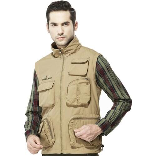 SD New outdoor hiking Camping Quick-drying thin multi-pocket vest mens photography sleeveless jacket Waterproof fishing vest