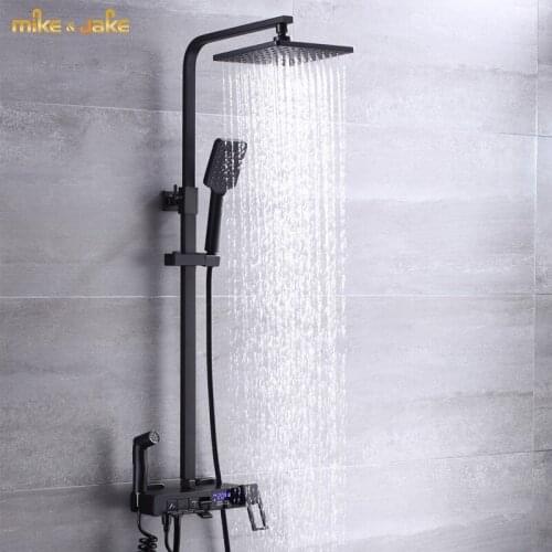 Black digital shower set Brass shower mixer wall bathtub faucet bathroom black bathroom Shower faucet Bathtub display mixer