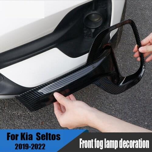 For Kia Seltos kx3 2019 2021 2022 car front fog lamp decorative frame covering ABS high-gloss modification decoration