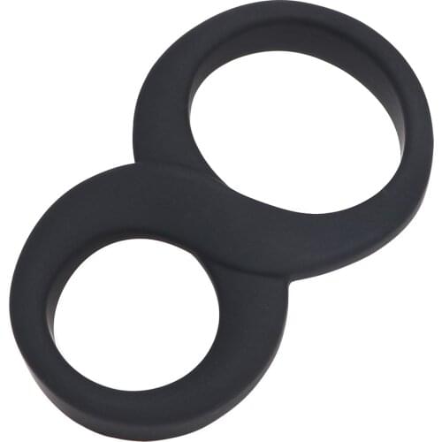 Cock Ring Adult Products Double Penis Ring Silicone Sex Toys for Men Male 8 Word Shaped Delay Ejaculation Lock Black