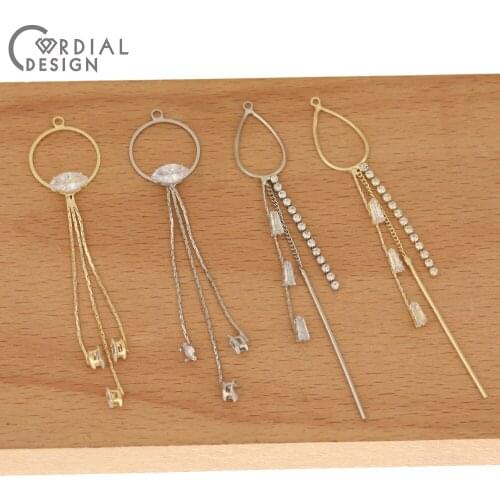 Cordial Design 50Pcs Earring Findings/Jewelry Accessories/CZ Charms/DIY Jewelry Making/Claw Chain/Hand Made/Earrings Connectors