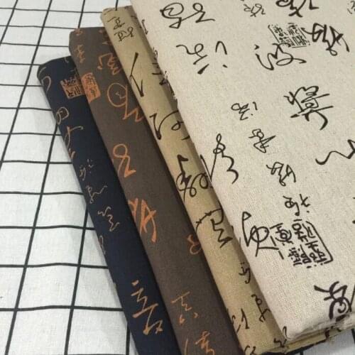 Chinese Character Printed Cotton Linen Fabric DIY Sewing Quilting Linen Cotton Fabric Canvas Material For Patchwork Pillowcase