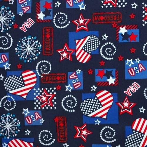 1 yard Flag， heart and star printed Cotton Woven Fabric (width=140cm)
