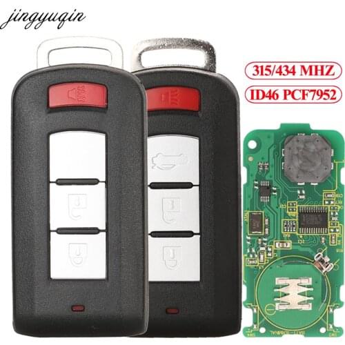 Jingyuqin 315/434MHZ ID46 PCF7952 For Mitsubishi Lancer Outlander 2008-2016 3/4 Buttons Remote Control Smart Keyless-Go Car Key