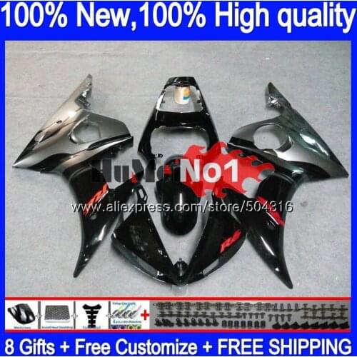 Body For YAMAHA YZF600 YZF R6 600CC YZF 600 R 6 CC 5MC.108 YZF-600 YZF-R6 2003 2004 2005 YZFR6 03 04 05 Silver black Fairings
