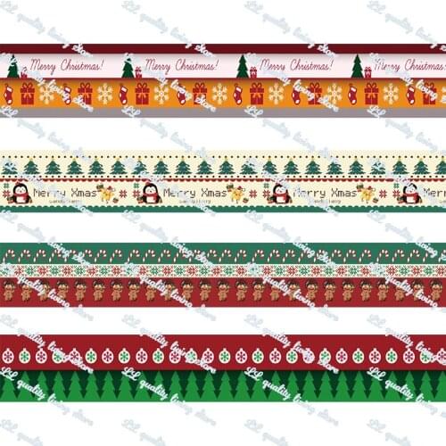 Christmas pattern printed grosgrain ribbon 50 yards gift wrapping diy bows christmas wedding derections ribbons