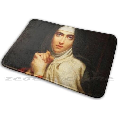 Saint Teresa Of Avila Painting Mat Rug Non-Slip Water Absorb Door Carpet Catholic St Teresa Of Avila Christian Saint Saint