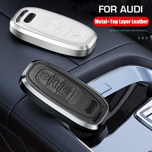 Leather Alloy Car Key Case Cover Fob Shell For Audi A1 A3 A4 A5 A6 A7 A8 Quattro Q3 Q5 Q7 2013 2009 2010 2011 2014 2012 2015