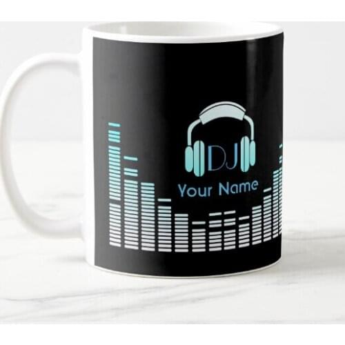 Cool Black DJ Music Coffee Mug Tea Cup Personalised DJ Headphones Mugs Cups Novelty Custom Name Musician Teacher Birthday Gifts