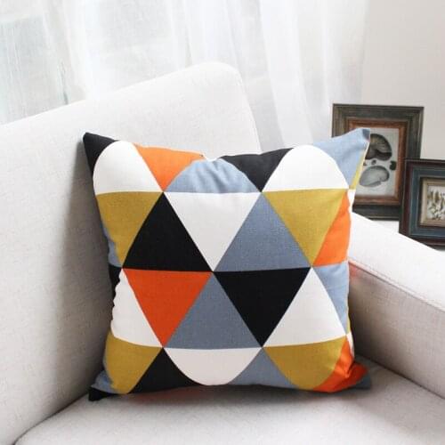 Square Color Grid Cushion Cover Orange Blue Plaid Throw Pillowcase High Qualtity Simplicity Rectangular Pillow Cover Decoration