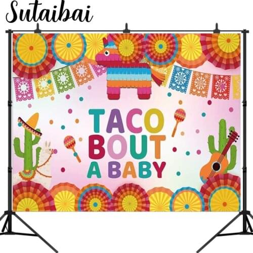 Mexican Fiesta Baby Shower Photography Backdrop Taco Bout A Baby Mexico Cactus Party Background Cinco De Mayo Colorful Flags