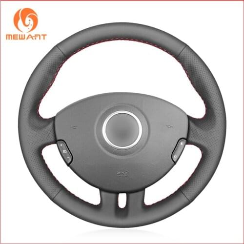 MEWANT Black Artificial Leather Wrap Car Steering Wheel Cover for Renault Clio 3 2005 2006 2007 2008 2009 2010 2011 2012 Clio 3