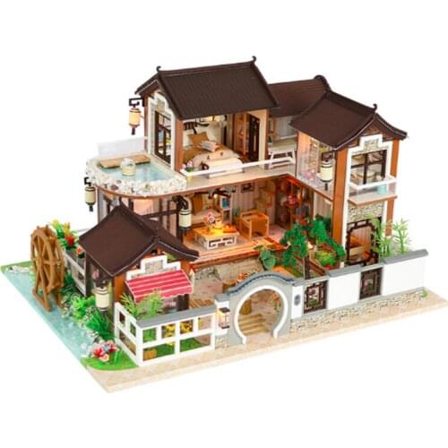 Creative DIY cottage Children Adult Miniature Doll house Wooden Kits custom toy Chinese Ancient town building birthday gift
