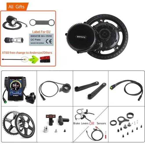 48V 750W Bafang BBS02B Mid Drive Motor Electric Bicycle E-bike Conversion Kits 68-73mm 8FUN Powerful Engine Ebike 44T - 52T