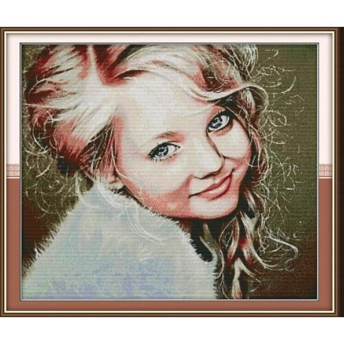 Look back and smile cross stitch kit aida 14ct 11ct count print canvas cross stitches needlework embroidery DIY handmade
