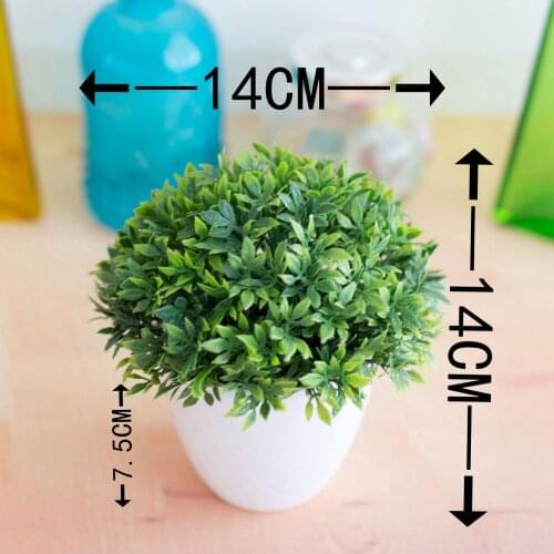 14x14cm Desktop Mini Bonsai Home Garden Bedroom Living Room Office Hotel Balcony Decor Fake Plants Artificial Green Grass Ball