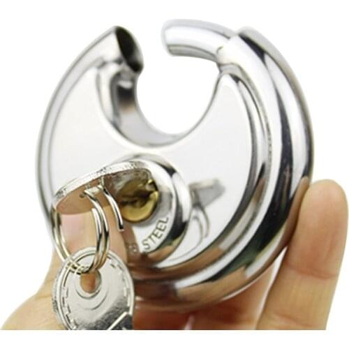 Stainless Steel Padlock 70mm key Warehouse gate lock 70mm Round Disc Anti Rust Weatherproof Outdoor Furniture Hardware