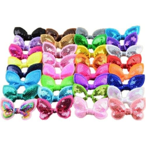 Wholesale 300pcs/lot Embroideried sequin bows No clip Girls' hair accessories boutique bows hair ornaments free shipping BOW05
