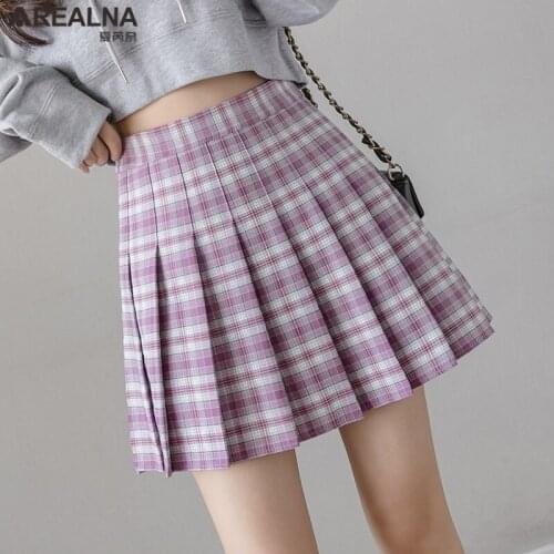 Autumn Plaid Pleated Skirt Female 2020 Korean High Waist Chic Cute Skirts Checkered Shorts School Skirts Sweet Girls Dance Skirt