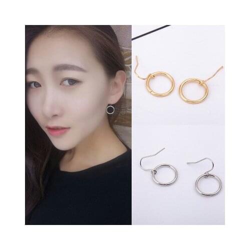 European and American simple style temperament hollow round earrings geometric circle earrings