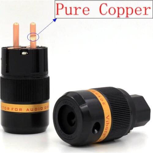 Viborg VE501+VF501 Pure Copper Schuko Power Plug Connector +IEC Female Connector Plug HIFI