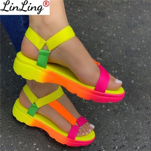 Big Size 43 Multi Colors Casual Shoes Woman Flat Dropship Comfortable Sandals Female Light Sandalias De Mujer 2021 Summer New