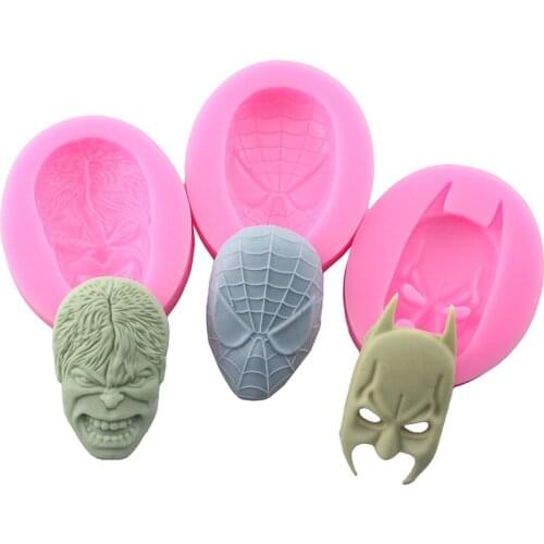 3D Super Hero Silicone Mold Face Fondant Cake Decorating Tools Candy Resin Molds Cupcake Topper Chocolate Moulds