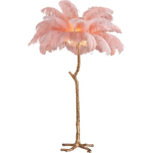 Modern LED Feather Gold Copper Brass Resin Floor Lamp Tripod Standing Lamp For Living Room Home decor FA004