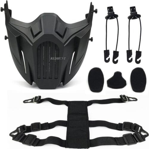 Airsoft Half Face Mask with Adjustable Strap Paintball Mesh Mask Tactical Helmet Masks Black Face Mask for Men