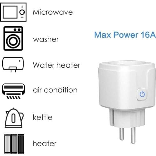 Timer work with Alexa Google Home 16A EU Plug Smart WIFI Outlet Socket APP Remote Controller Family Device Sharing WIFI Control