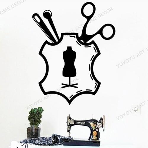 Vinyl Wall Decals Sewing Tailor Atelier Fashion Designer Clothing Store Wall Window Door Sticker Decor Waterproof JC149