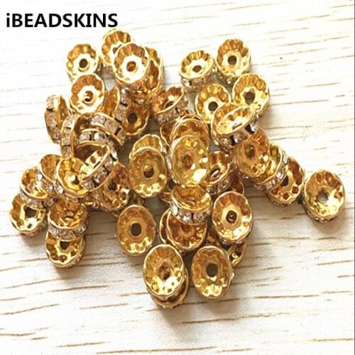 Choose color) 200pcs/lot 12mm Crystal Rhinestone Rondelle copper materials Spacer Beads for Jewelry Makings