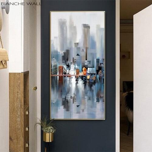 High-rise Building Bridge City Architecture Landscape Abstract Art Canvas Painting Poster Picture Living Room Home Decoration