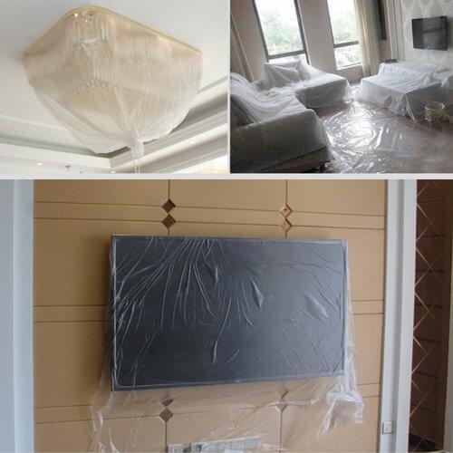Home Furniture Dustproof Protection Film Clear Pre-Taped Masking Film Wall Painting Covering Film Masking Tape Protective