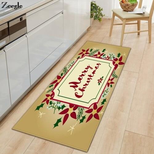 Zeegle Christmas Home Decoration Carpet Polyester Soft Kitchen Rug Long Rectangle Doormat Anti-slip Bath Mat Kids Room Foot Rug