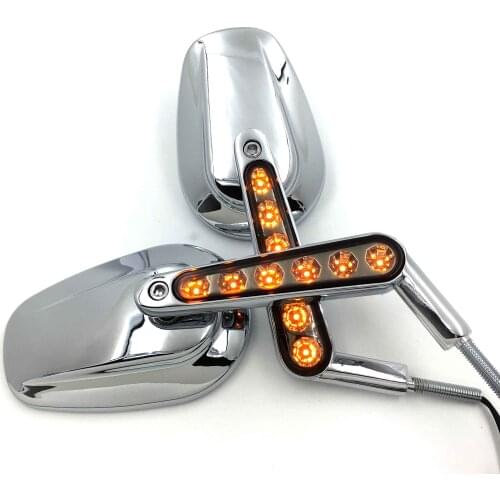 Aftermarket free shipping Motor Rear View Left Right Mirrors with LED Stem For HARLEY DAVIDSON SOFTAIL XL/VRSCAW V-ROD Chrome