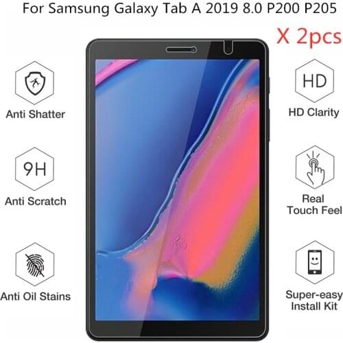 0.3mm 9H 2pcs Tempered Glass Screen Protector For Samsung Galaxy Tab A 2019 8.0 With S Pen P200 P205 SM-P200 SM-P205 Glass Film