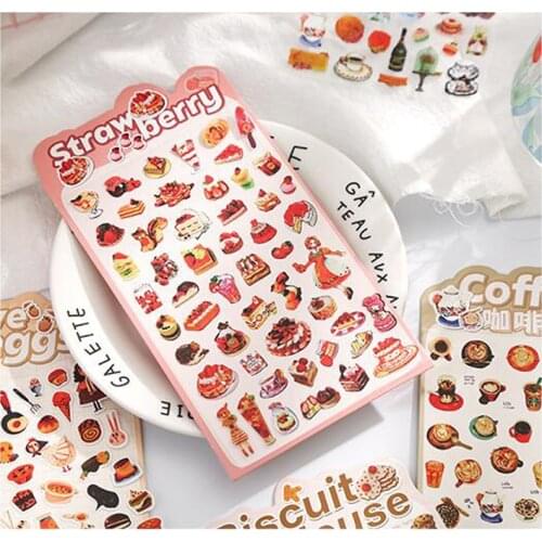 1 Sheet Kawaii Strawberry Cat Sticker Collage Creative DIY Handbook Material Decorative