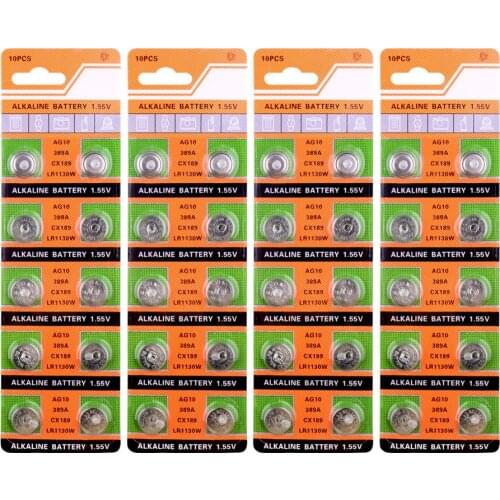 100 Pcs 1.55V AG10 L1131 389 189 LR54 LR1130 Alkaline Batteries Button Cell Coin For Clocks Watches Calculators Computers