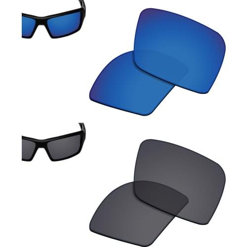 SmartVLT 2 Pairs Polarized Sunglasses Replacement Lenses for Oakley Eyepatch 2-Deep Water and Solid Black
