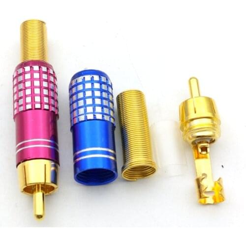 2pcs Gold RCA Male Plug Solder Audio Video Adapter Connectors