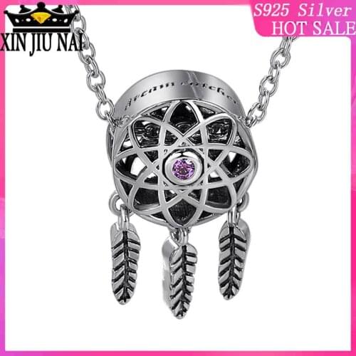2020 New Arrivals Online Redskins Luxury Retro S925 Sterling Silver Dream Catcher Sacred Feather Necklace Pendant