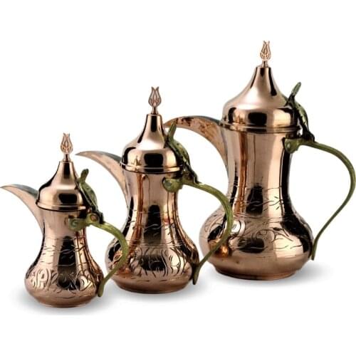 Morya Copper Teapot Infuser Teaware Turkish Handmade Tea Pot Kettle Set Warmer Cover Heater Red Colour 3 Pcs
