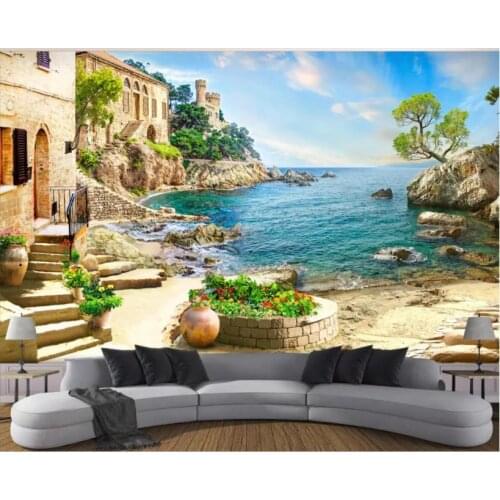 Garden sea view 3d background wall wallpaper for walls 3 d for living room