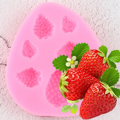 3D Strawberry Silicone Molds Cupcake Topper Fondant Cake Decorating Tools Cookie Baking Candy Clay Chocolate Gumpaste Mould