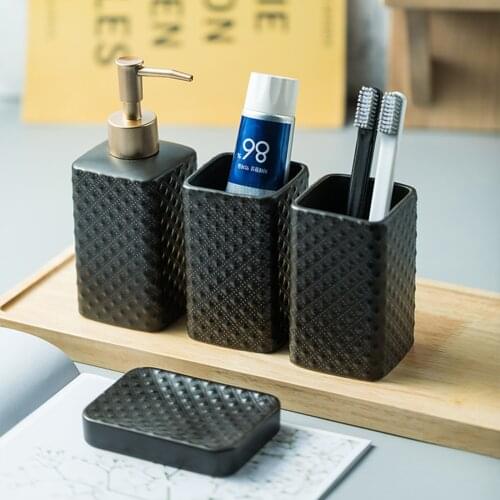 4pcs/set Art Embossment Bulge Spot Relief Hotel Lotion Vintage Soap Dispenser Pump Bath Perfume Bottle Tumbler Toothbrush Holder