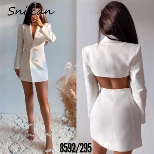 White Hollow Out Waist Back Office Ladies Blazer Femme Autumn Spring Jacket Coat Za 2021 Women Slim Bodycon Blanche Veste New