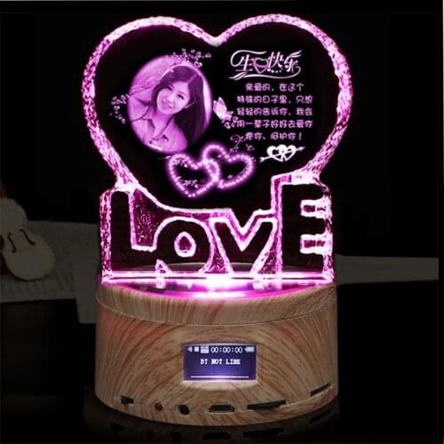 Bluetooth crystal music box DIY photo text custom creative gifts birthday gifts girls Christmas gifts
